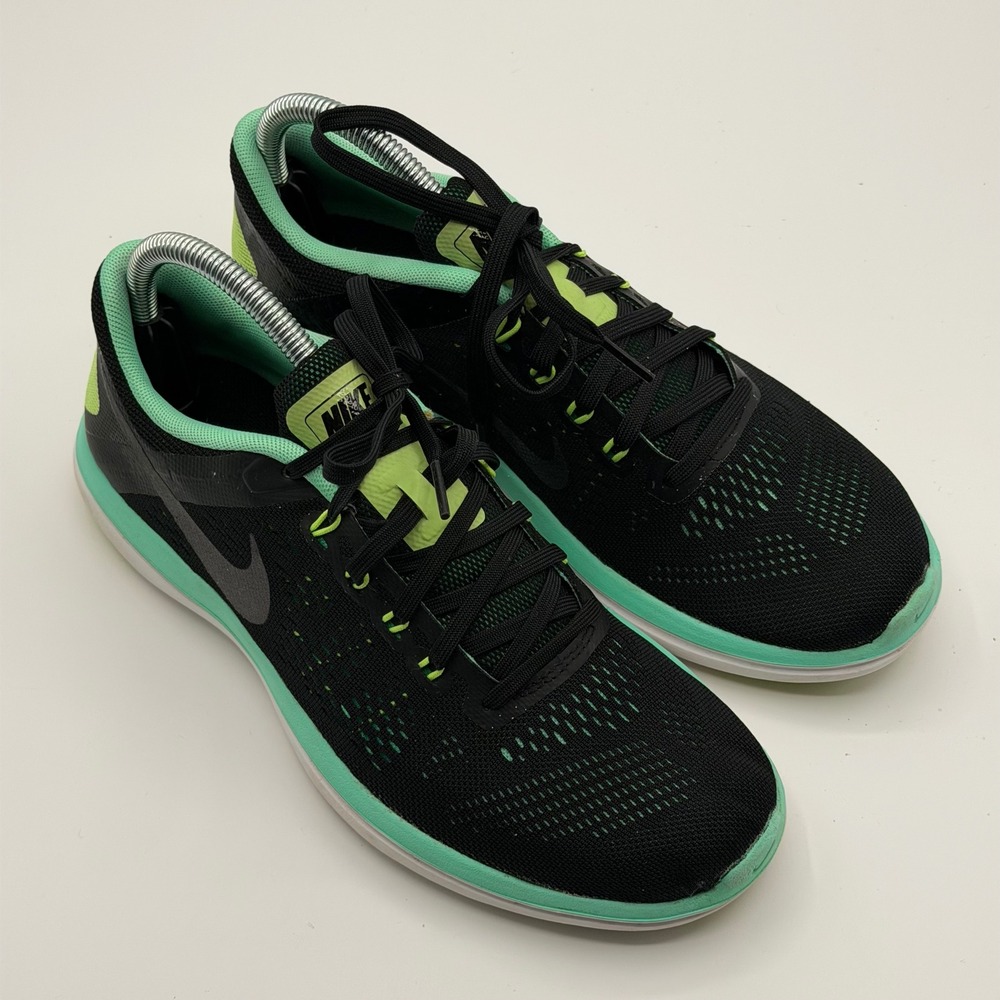 Nike Flex 2016 RN Womens Running Shoes Black Green Volt 830751-009 Size 9